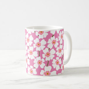 White and Pink Fantasy Flower Power   Coffee Mug