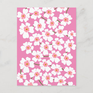 White and Pink Fantasy Flower Power   Holiday Postcard