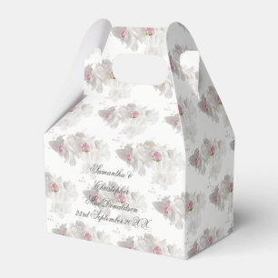 White and pink floral wedding bouquet favor box