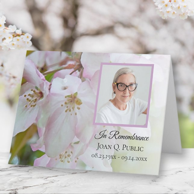 White and Pink Flowers Funeral Memorial Sympathy Thank You Card (Creator Uploaded)