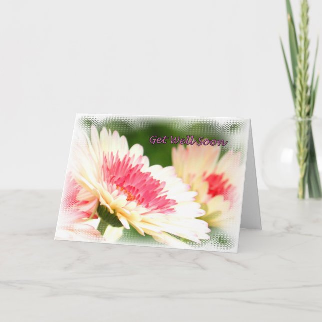White and Pink Flowers Get Well Card (Front)