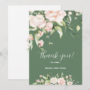 White and pink flowers Thank You Card