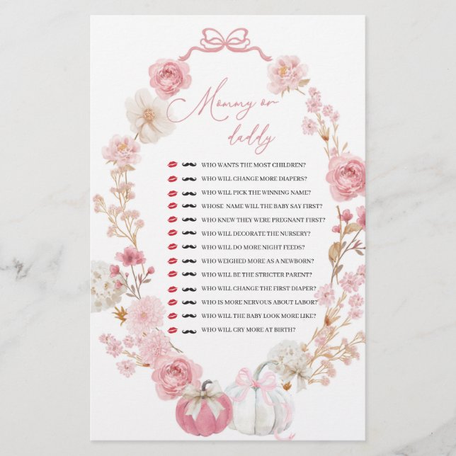 White and Pink Little Pumpkin  Mommy or Daddy (Front)