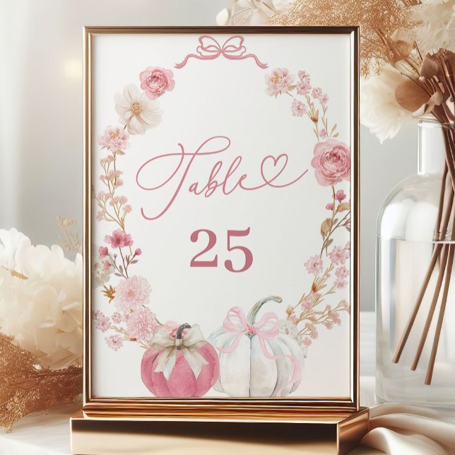 White and Pink Little Pumpkin Table Number (Creator Uploaded)