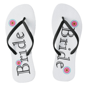 White and Pink Lotus Flower Bride's Flip Flops