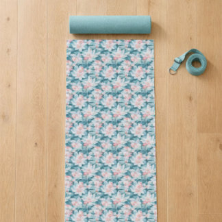 White And Pink Lotus Yoga Mat