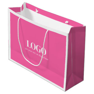 White And Pink Minimalist Custom Boutique Large Gift Bag