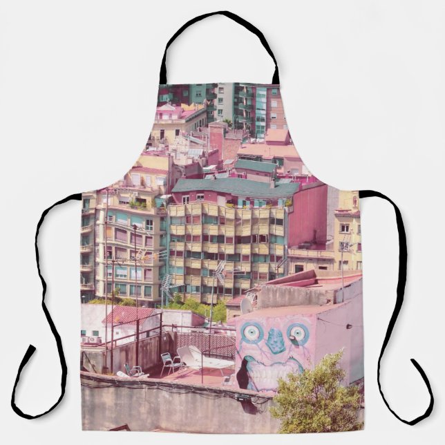 WHITE AND PINK PAINTED WALL APARTMENT COMPLEX APRON (Front)