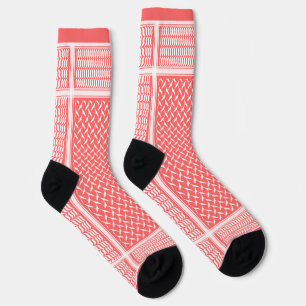 White and PINK Palestinian keffiyeh Pattern Socks