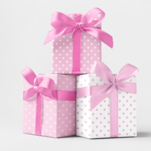 White and Pink Pastel Polka Dot Mix Wrapping Paper Sheet