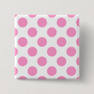 White and Pink Polka Dots 2 Inch Square Button