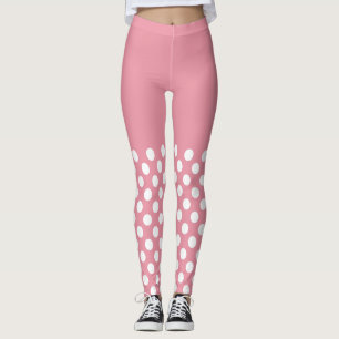 White and Pink Polka Dots  Leggings