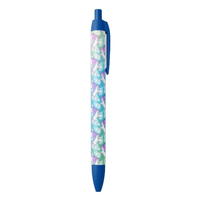 White and Pink Unicorn Black Ink Pen (Bottom (Vertical))