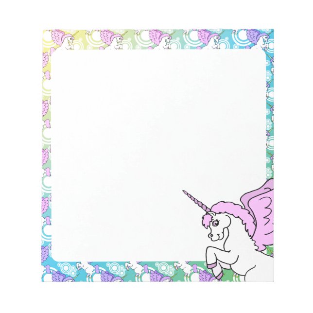 White and Pink Unicorn Notepad (Front)