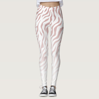 White and Pink Zebra Stripes: Stylish Leggings