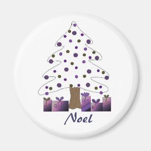 White and Purple Christmas Tree Magnet