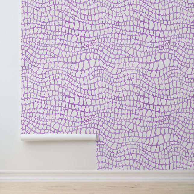 White and Purple Crocodile / Alligato Skin Pattern Wallpaper (Application)