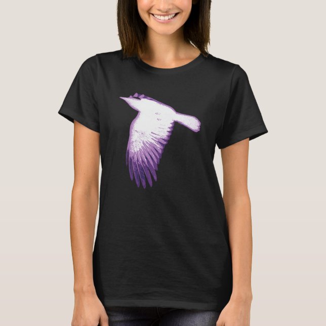 White and Purple Crow Flying T-Shirt (Front)