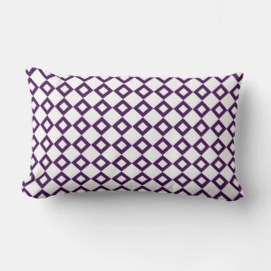 White and Purple Diamond Pattern Lumbar Pillow