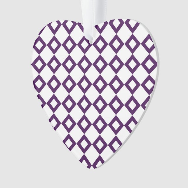 White and Purple Diamond Pattern Ornament (Front)