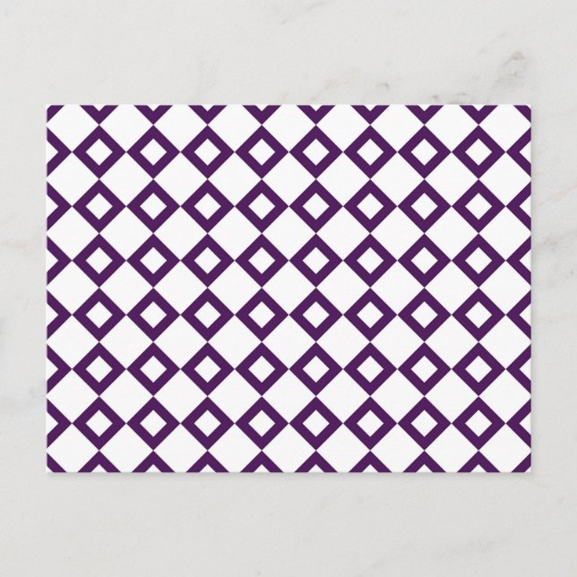 White and Purple Diamond Pattern Postcard (Front)