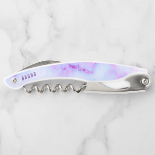 White and purple faux marble corkscrew