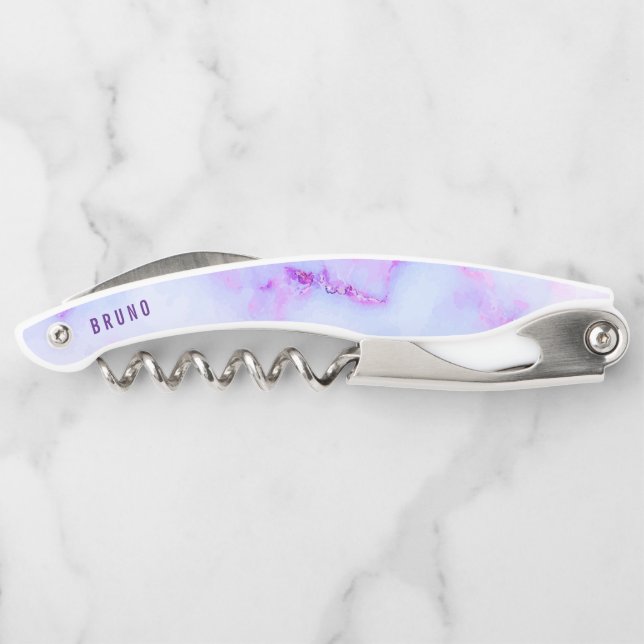 White and purple faux marble corkscrew (Back)