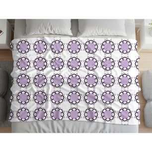 White and purple geometric mandala pattern Towel Fleece Blanket