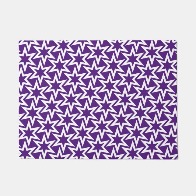 White and Purple Geometric Star Pattern Doormat (Front)