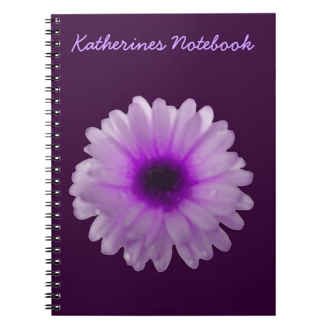 White and Purple Marigold Customizable Notebook (Front)
