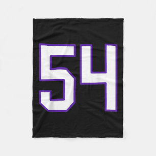 White And Purple Number 54 Jersey Player Uniform # Fleece Blanket