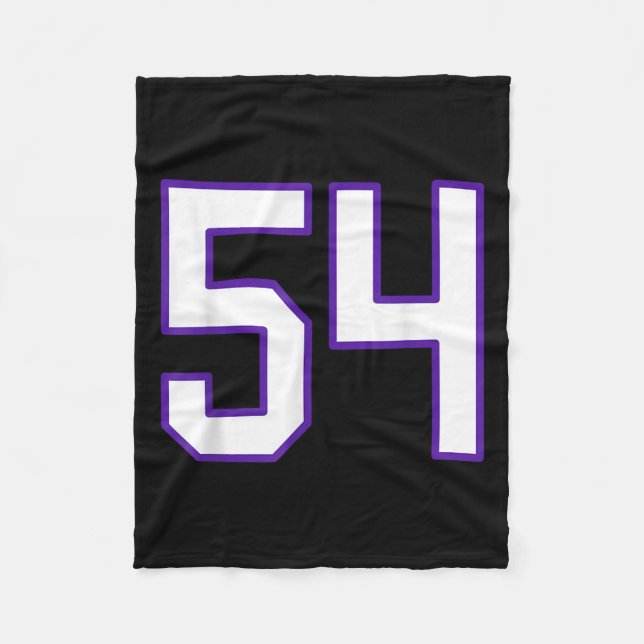 White And Purple Number 54 Jersey Player Uniform # Fleece Blanket (Front)