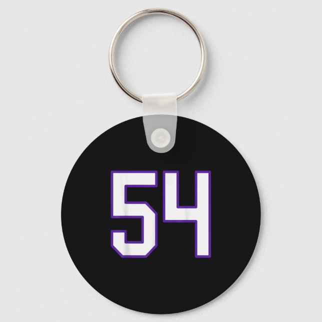 White And Purple Number 54 Jersey Player Uniform # Keychain (Front)