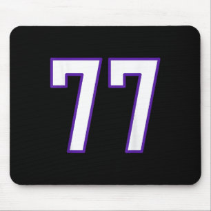 White And Purple Number 77 Jersey Player Uniform # Mouse Pad