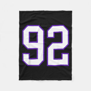 White and Purple Number 92 Jersey Player Uniform Fleece Blanket