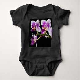 White and purple orchid baby bodysuit