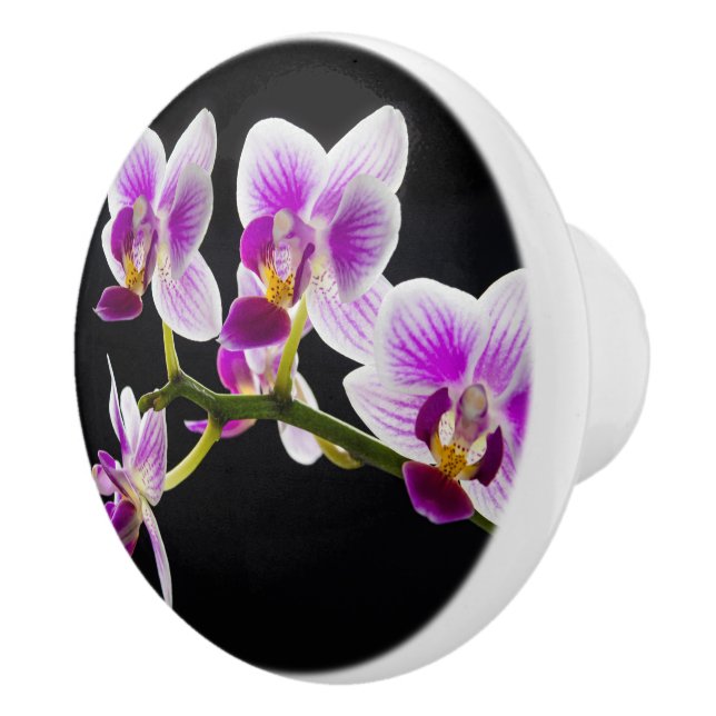 White and purple orchid ceramic knob (Right)