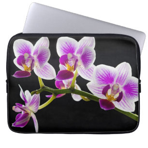 White and purple orchid laptop sleeve