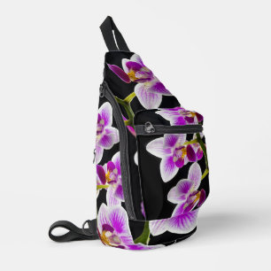 White and purple orchid sling bag