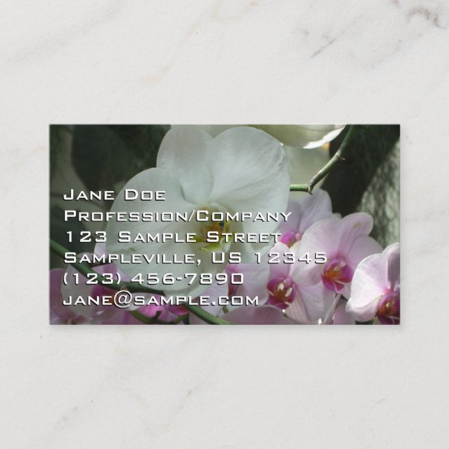 White and Purple Orchids Business Card (Front)