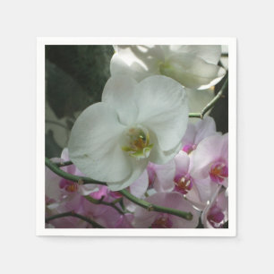 White and Purple Orchids Napkin