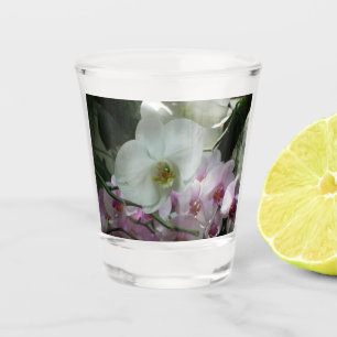White and Purple Orchids Shot Glass