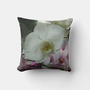 White and Purple Orchids Throw Pillow