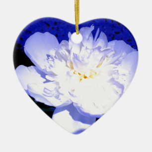 White and purple Peony photo Ceramic Ornament
