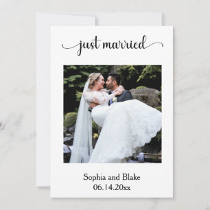 White and Purple Photo Wedding Announcement