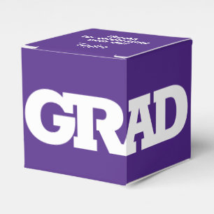 White and Purple School Colours Graduation Party Favor Box