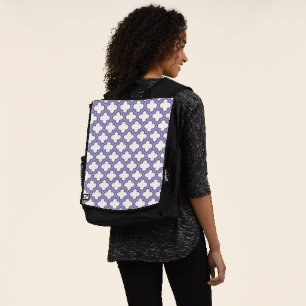 White and Purple Trellis, Lattice, Quatrefoil Backpack