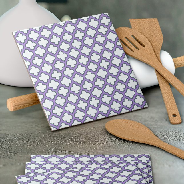 White and Purple Trellis, Lattice, Quatrefoil Tile (Creator Uploaded)