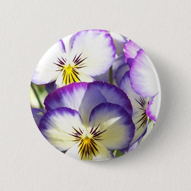White and Purple Violas Button (Front)