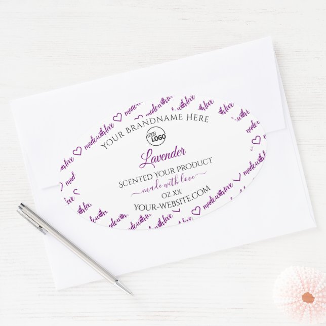 White and Purple Word Cloud Product Label Add Logo (Envelope)